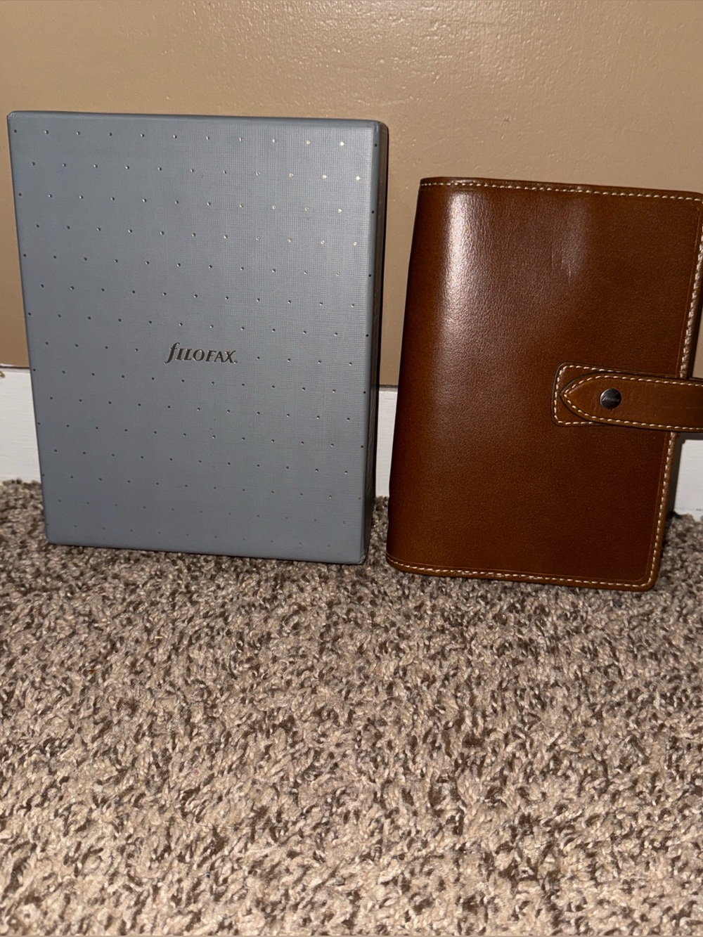 filoFAX Brown Leather Organizer with Snap Strap
